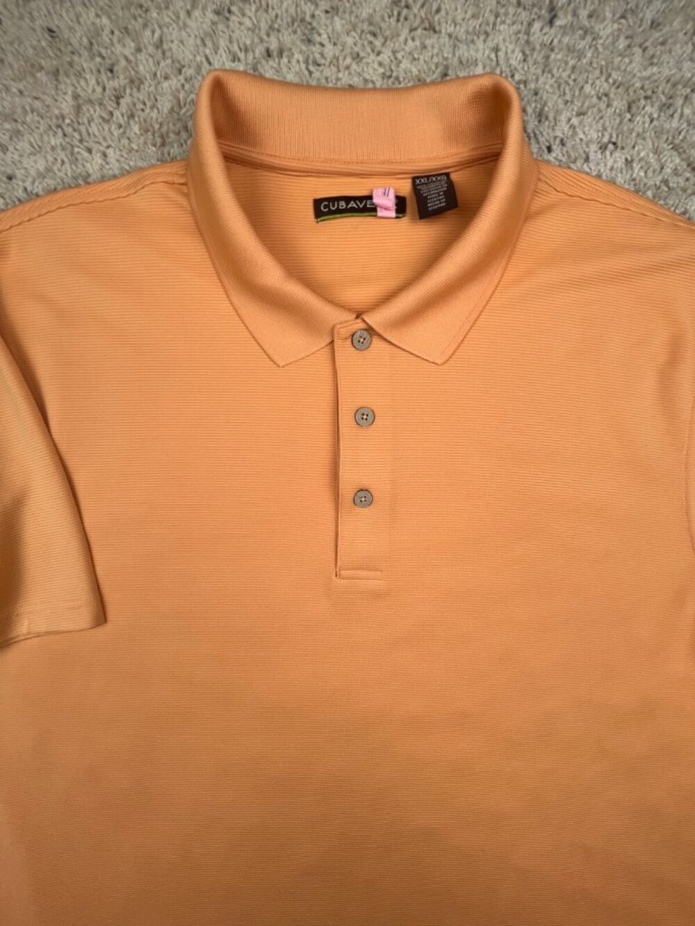 CUBAVERA Men’s Polo Shirt Orange Ribbed 2XL Short Sleeve Polyester Golf Active